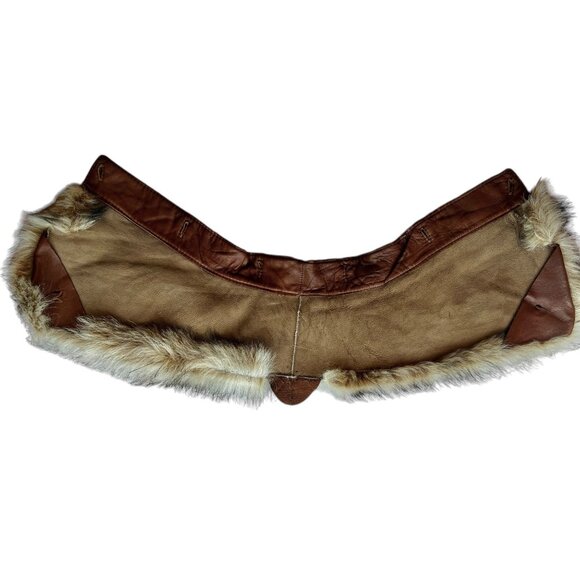 Fox Fur Collar Leather Backing Buttonholes Vintage - Picture 10 of 12